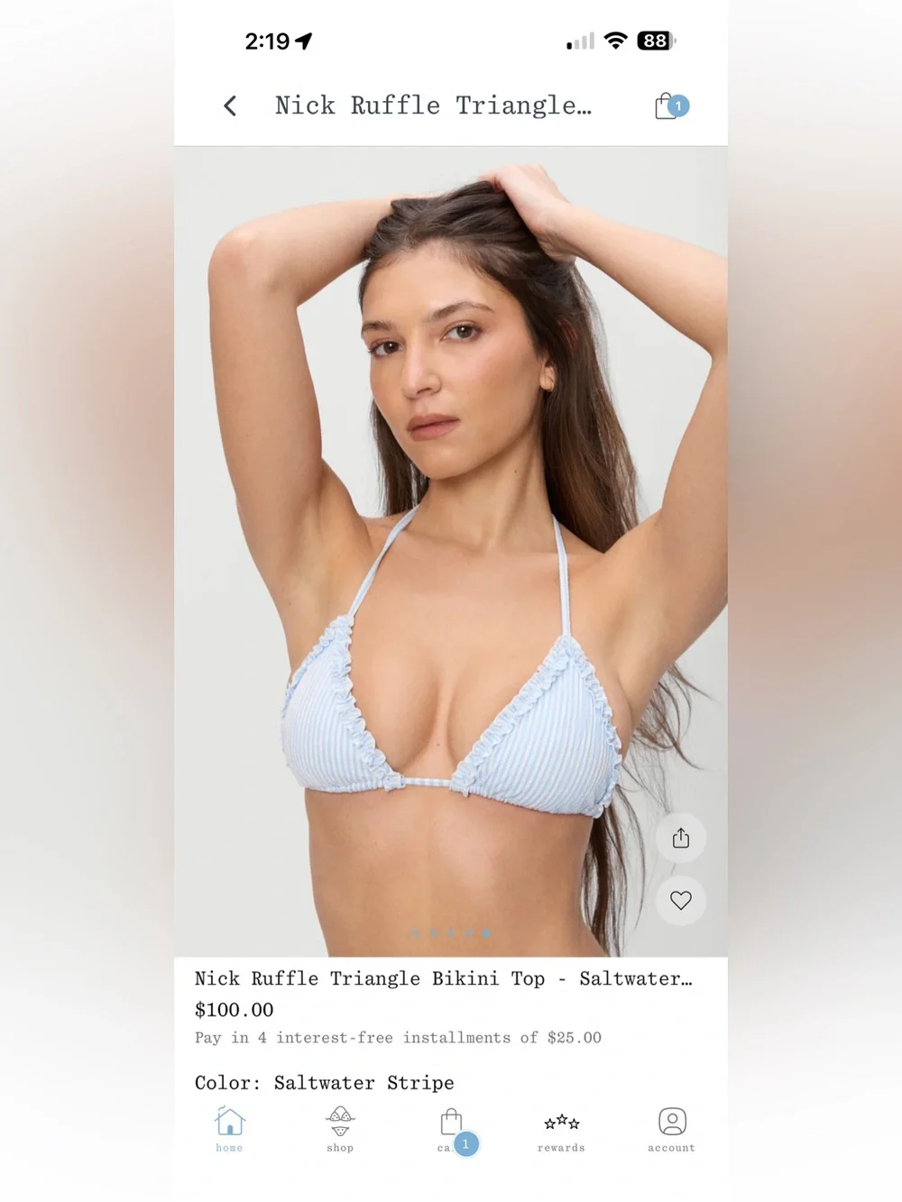 Frankie’s bikinis NWT nick seersucker bikini top size L
